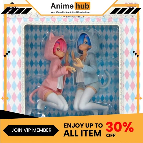[100% Original] Banpresto Ichibankuji A Prize Figure Rem Ram Nyanko Mode RE00141 - Image 4